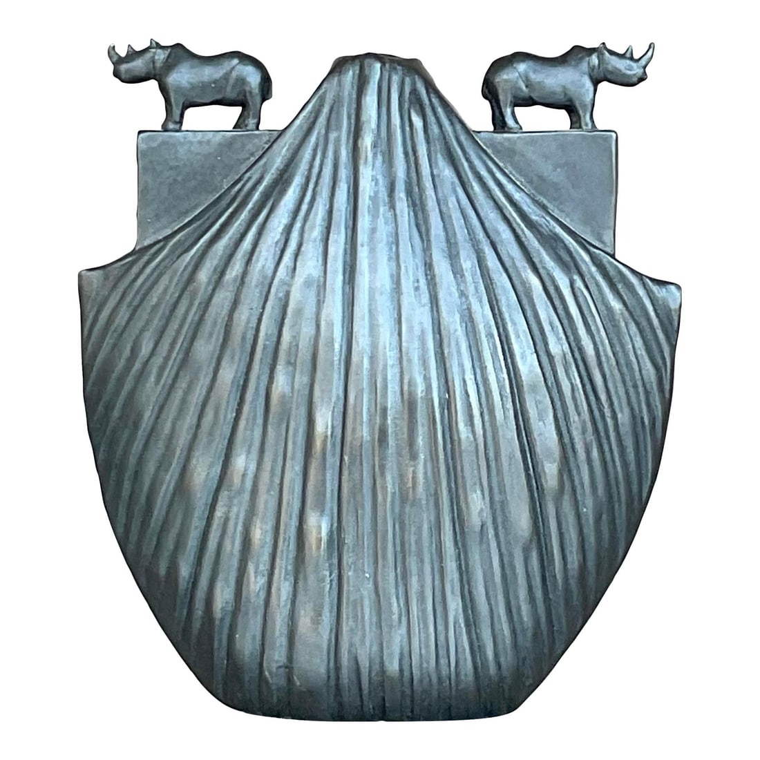 Handmade Vintage Bronze Rhino Vase by Pozycinski 6.5": Handmade Vintage Bronze Rhino Vase by Pozycinski 6.5" Discover the unique charm of this vintage bronze rhino vase, a stunning handmade piece by the Pozycinski group. This eye-catching vase showcases a