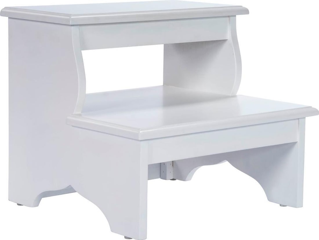 Butler Transitional White Melrose Step Stool Acacia MDF Cottage Finish: Butler Transitional White Melrose Step Stool Acacia MDF Cottage Finish Enhance your space with the Transitional White Melrose Step Stool, designed by Butler. This versatile piece combines functionalit