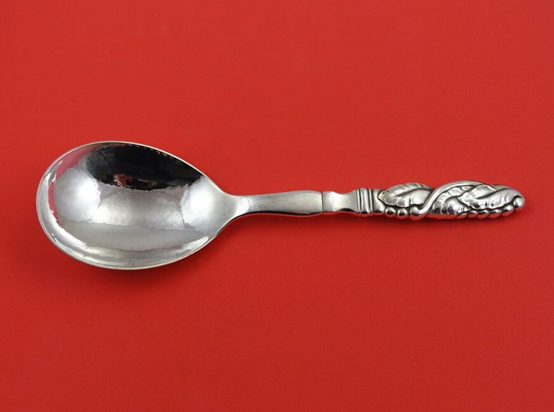Georg Jensen Ornamental #21 Sterling Silver Salad Serving Spoon 9 5/8" (1 of 2)