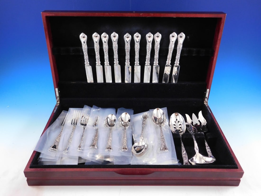 Gorham Marguerite Sterling Silver Flatware Set for 10 53 pcs Floral Design (1 of 10)