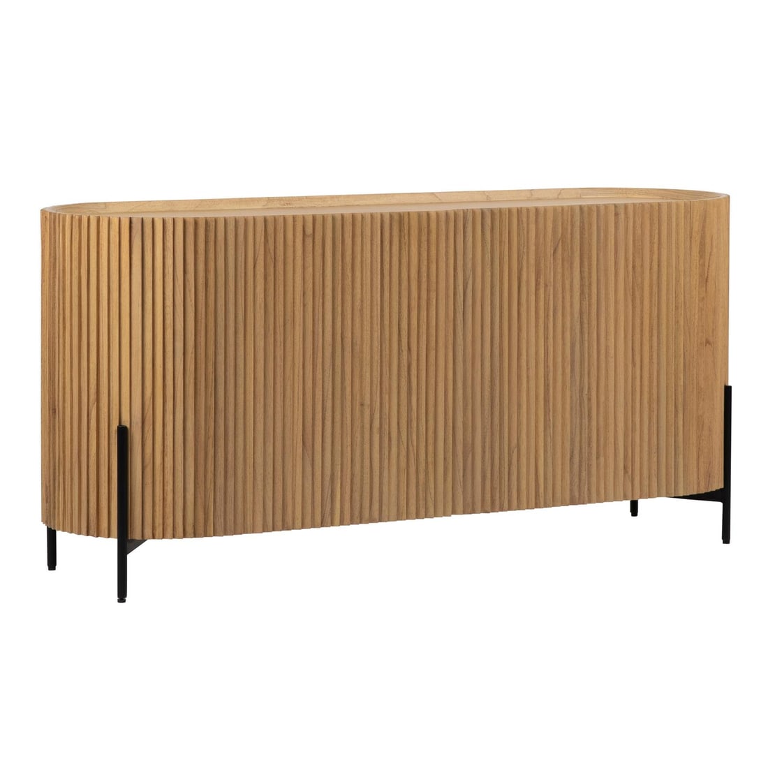 Elegant Mindi Wood Sideboard with Black Metal Legs: Elegant Mindi Wood Sideboard with Black Metal Legs Discover the elegance of this stylish sideboard crafted from Mindi wood, featuring a sleek black metal leg finish. This French-style sideboard adds a