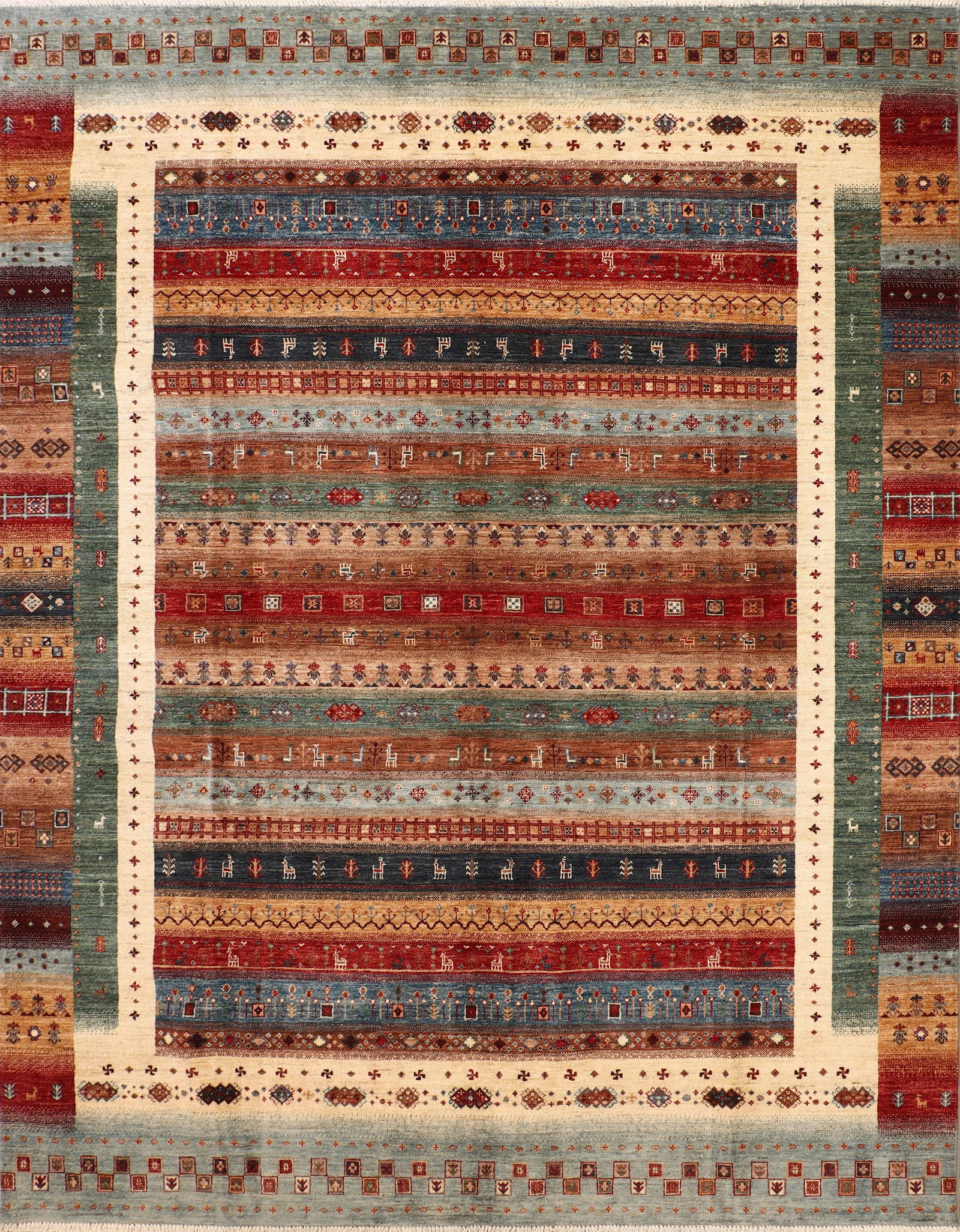 8' x 10' Soltani Ziglar Rug Handmade in Pakistan Fine Ghazni Wool Multi-Color: 8' x 10' Soltani Ziglar Rug Handmade in Pakistan Fine Ghazni Wool Multi-Color Free continental US Shipping This exquisite 8' x 10' Soltani Ziglar rug is a fine example of craftsmanship, handmade in Pa