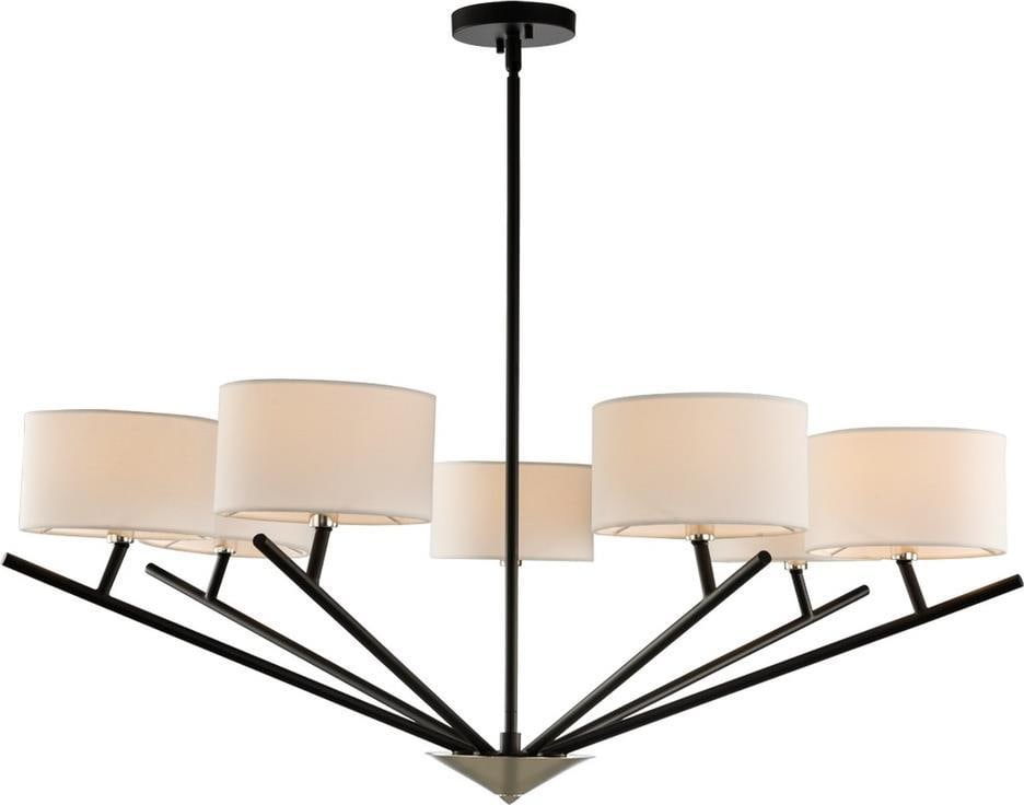 Kalco Tahoe Chandelier 7-Light Contemporary Gold Black Finish: Kalco Tahoe Chandelier 7-Light Contemporary Gold Black Finish Illuminate your space with the Tahoe Chandelier, a stunning blend of modern style and elegance. This 7-light fixture features six cylindri