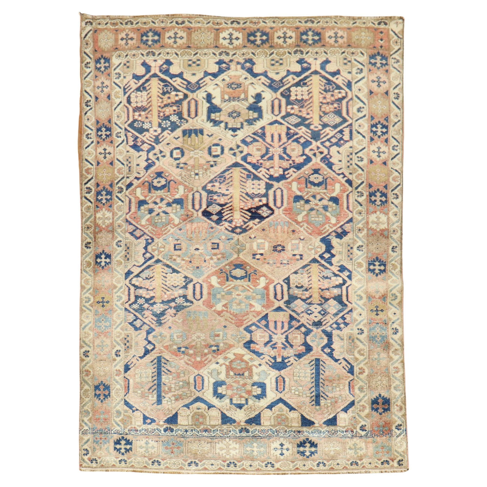 Hand-Woven Rustic Persian Bakhtiari Rug 55 x 79 Iran 1940s: Hand-Woven Rustic Persian Bakhtiari Rug 55 x 79 Iran 1940s Discover the charm of this Rustic Persian Bakhtiari Rug, a beautiful hand-woven piece originating from Iran. Crafted from high-quality wool,