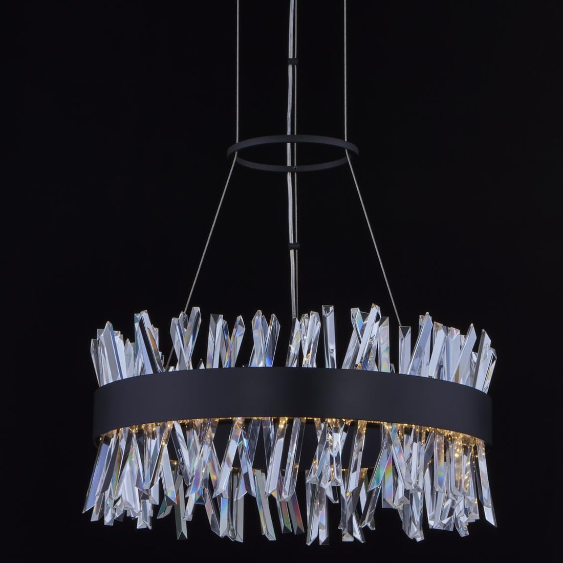Kalco Glacier Collection Black Chrome LED Pendant Light 20 Inch: Kalco Glacier Collection Black Chrome LED Pendant Light 20 Inch Illuminate your space with this elegant Black & Chrome LED Pendant Light Fixture. Crafted with precision, this stunning design features