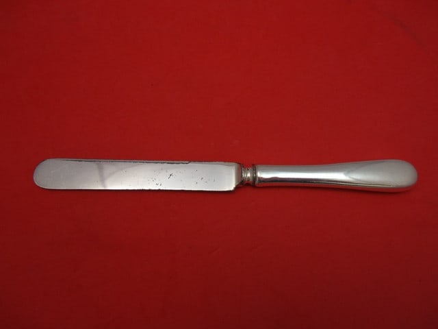 Porter Blanchard Round Silverplate Breakfast Knife 7 1/8 Inch: Porter Blanchard Round Silverplate Breakfast Knife 7 1/8 Inch This exquisite breakfast knife features a hollow handle crafted from sterling silver, paired with a silverplate blade. Designed in the ele