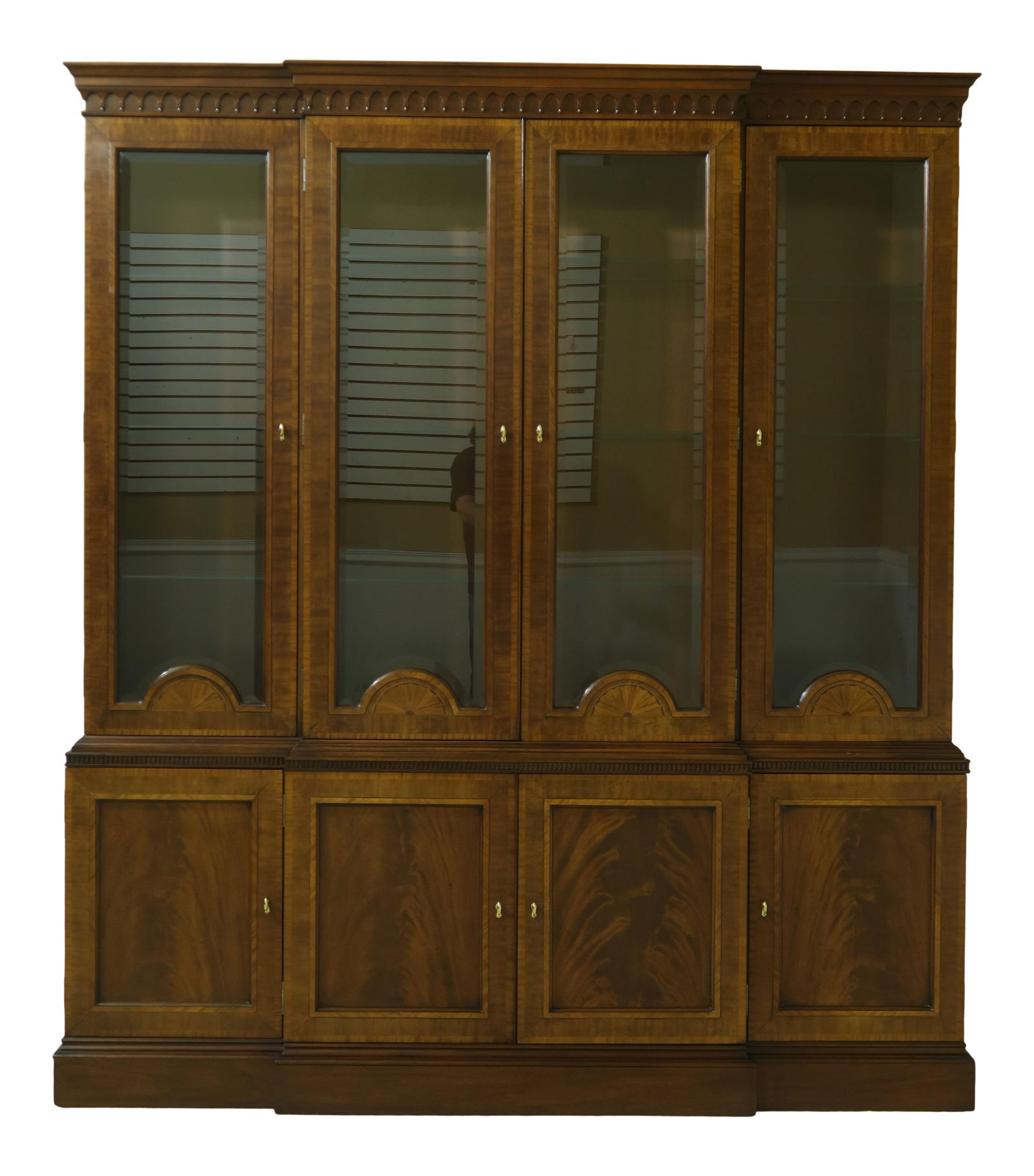 Councill Craftsmen Mahogany Breakfront with Beveled Glass and Brass Hardware (1 of 10)