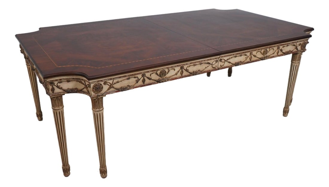 Neoclassical Walnut Dining Table from Newport Collection with Two 24-Inch Leaves (1 of 10)