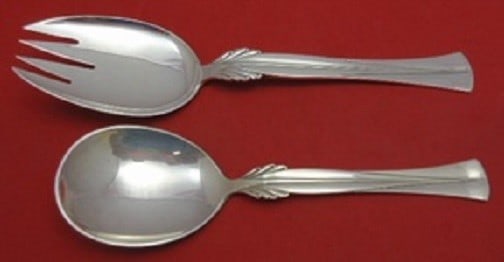 Frigast Queen Christina Wings Sterling Silver Salad Serving Set 2pc: Frigast Queen Christina Wings Sterling Silver Salad Serving Set 2pc Elevate your dining experience with this exquisite 2-piece salad serving set in the Queen Christina aka Wings pattern by Frigast. Cr