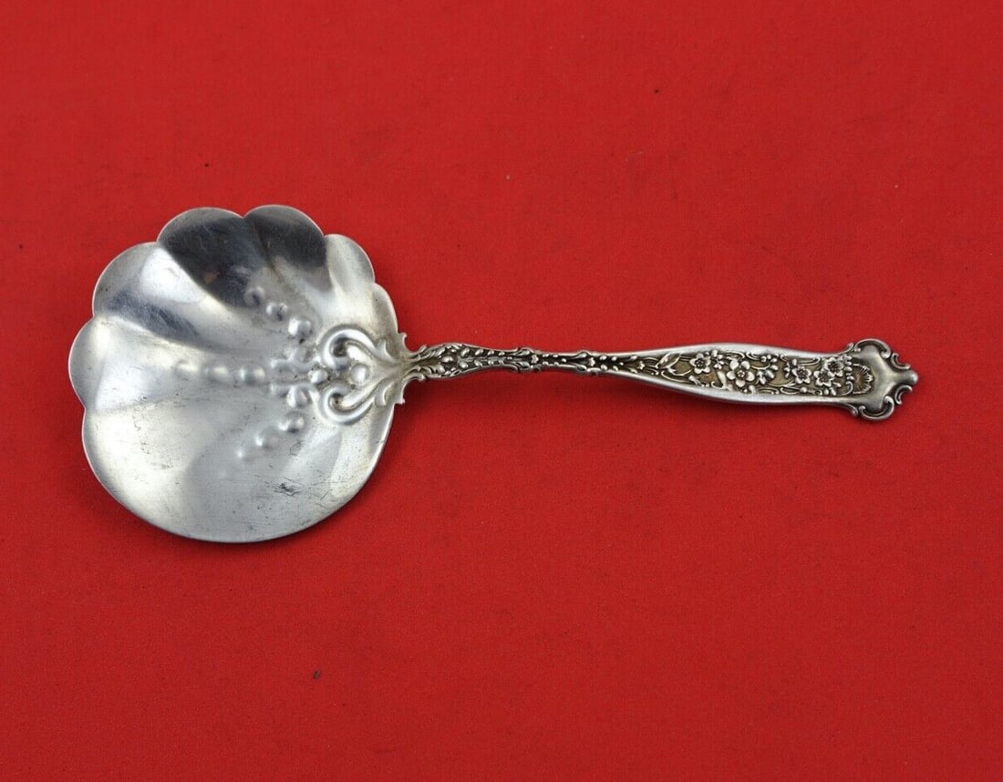 Whiting Dresden Sterling Silver Confection Serving Spoon 5.5": Whiting Dresden Sterling Silver Confection Serving Spoon 5.5" This exquisite confection spoon features the elegant Dresden pattern by Whiting, crafted from high-quality sterling silver. Measuring 5 1/