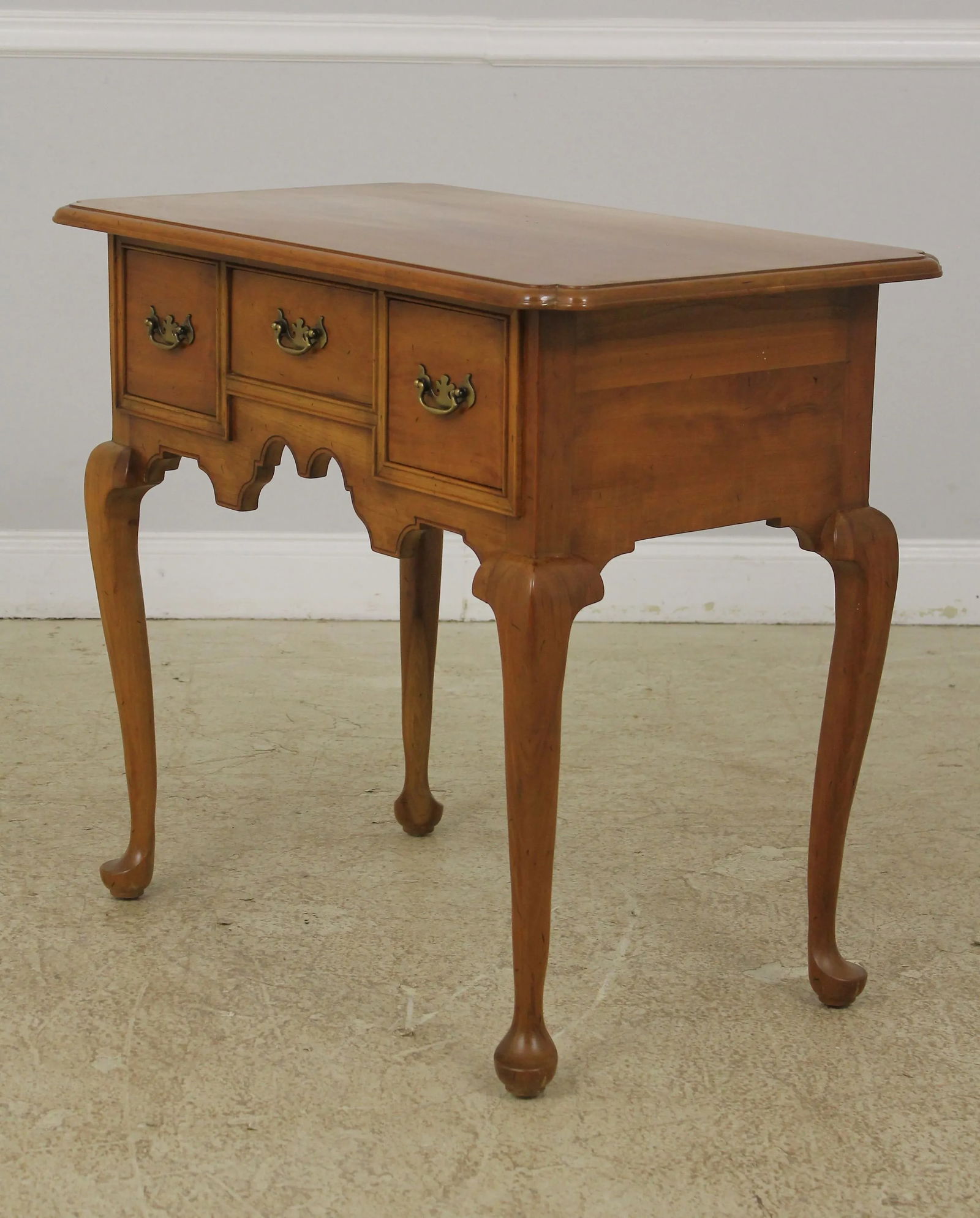 Stickley Queen Anne Cherry Lowboy Table Solid Brass Hardware - 2