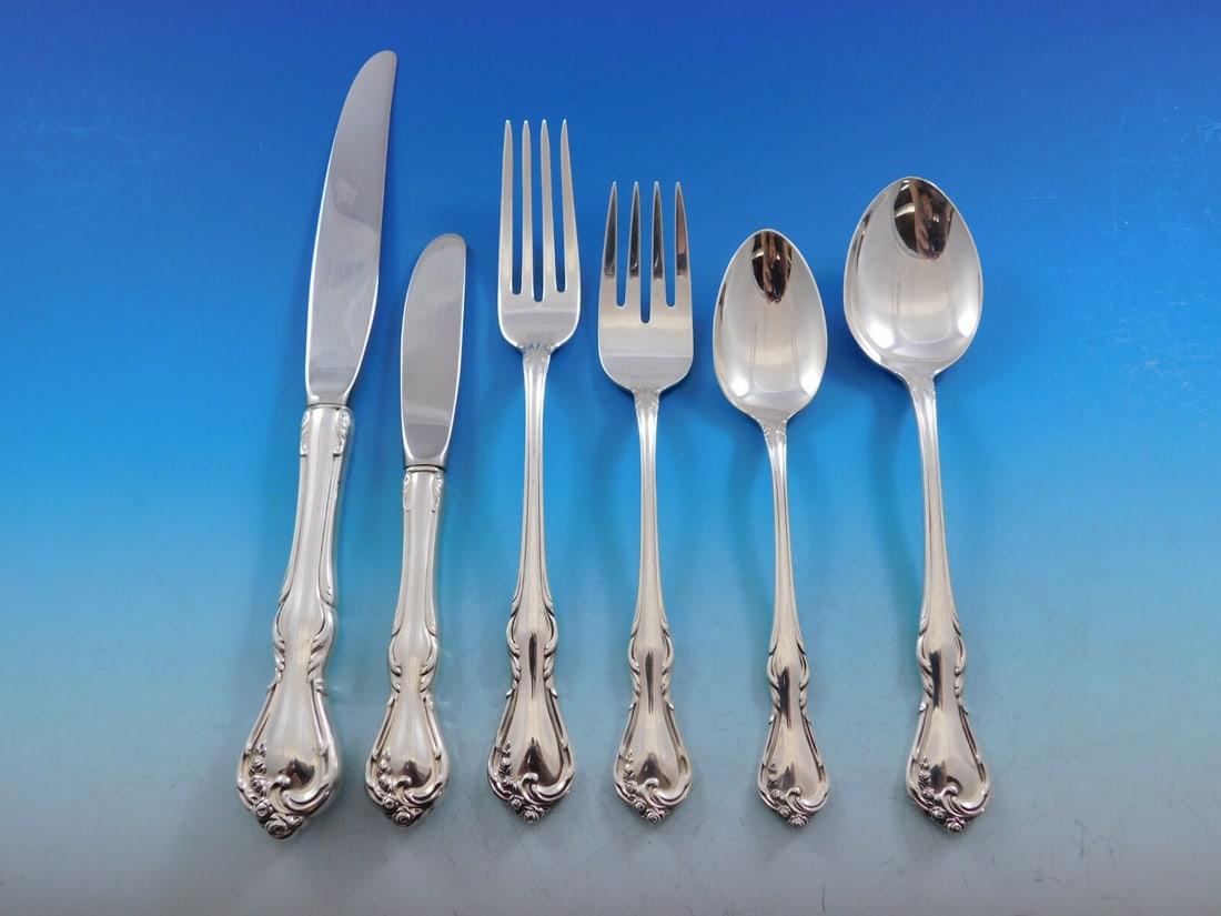 Reed & Barton Rose Cascade Sterling Silver Flatware Set 81 Pieces with Storage Chest: Reed & Barton Rose Cascade Sterling Silver Flatware Set 81 Pieces with Storage Chest This exquisite Rose Cascade flatware service set by Reed & Barton features a total of 81 pieces crafted from high-q