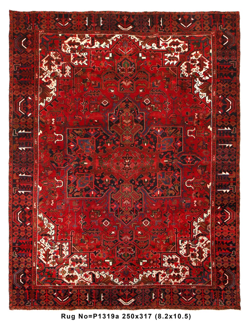 8.2 x 10.5 Handwoven Persian Heriz Tribal Area Rug Wool Vintage Design (1 of 8)