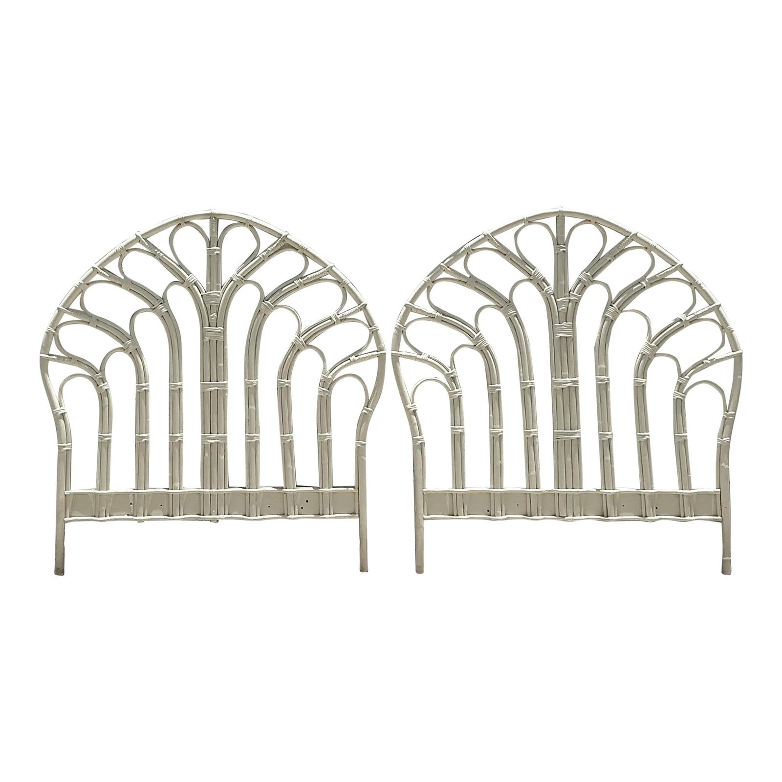 Coastal Vintage Rattan Twin Headboards Pair Off-White (1 of 7)