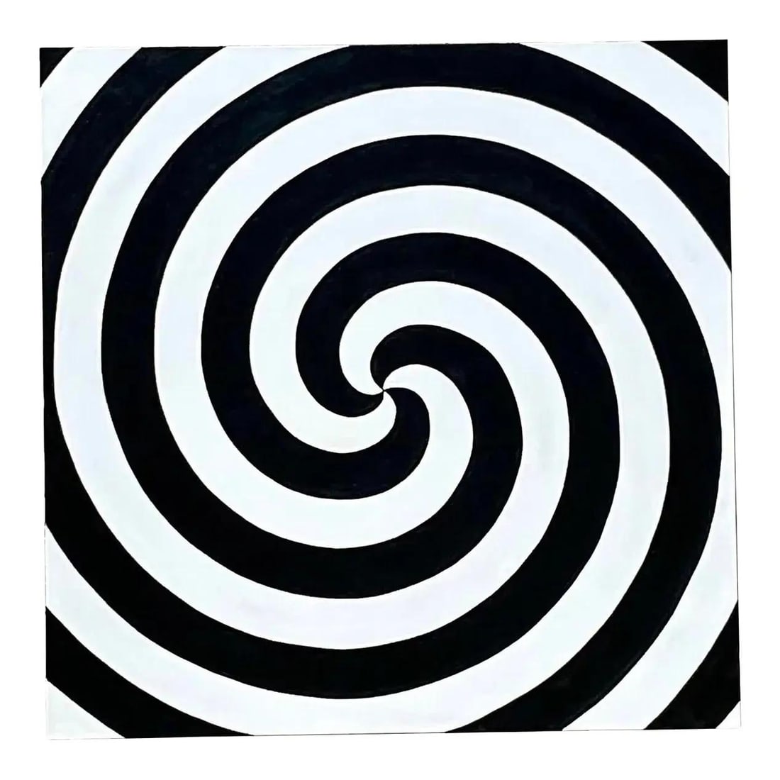 Signed Vintage Op Art Swirl Original Oil Painting 36x36: Signed Vintage Op Art Swirl Original Oil Painting 36x36 Add a striking touch to your space with this captivating Vintage Op Art Swirl Signed Original Oil Painting. Featuring a mesmerizing black and wh