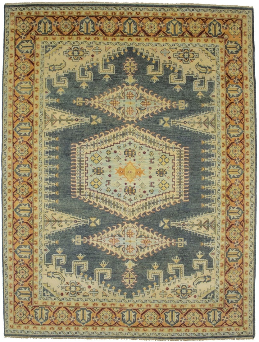 Hand-Knotted Indo-Viss Tribal Design 9x12 Wool Rug: Hand-Knotted Indo-Viss Tribal Design 9x12 Wool Rug Enhance your space with this stunning hand-knotted Indo-Viss oriental rug featuring a captivating tribal design. Perfect for a farmhouse decor style,