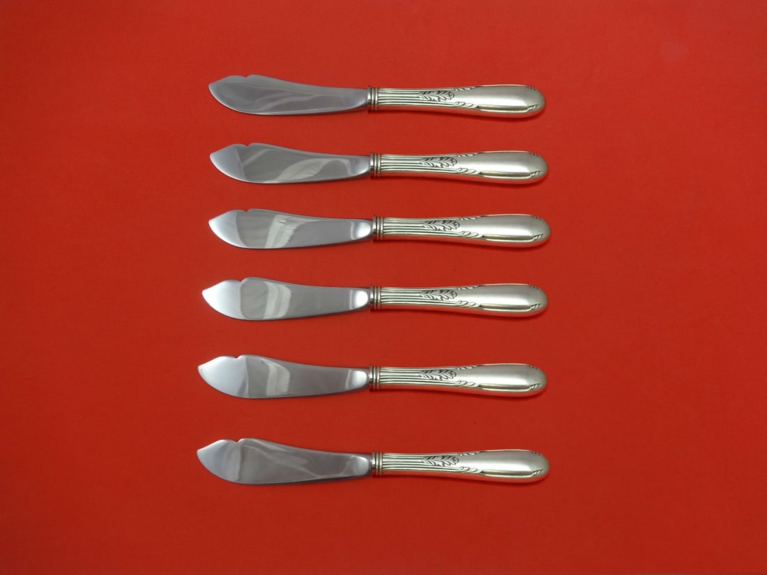 Manchester Fleetwood Sterling Silver 6pc Trout Knife Set Custom Made: Manchester Fleetwood Sterling Silver 6pc Trout Knife Set Custom Made Enhance your dining experience with this exquisite 6-piece Trout Knife Set, custom made in the elegant Fleetwood pattern by Manches