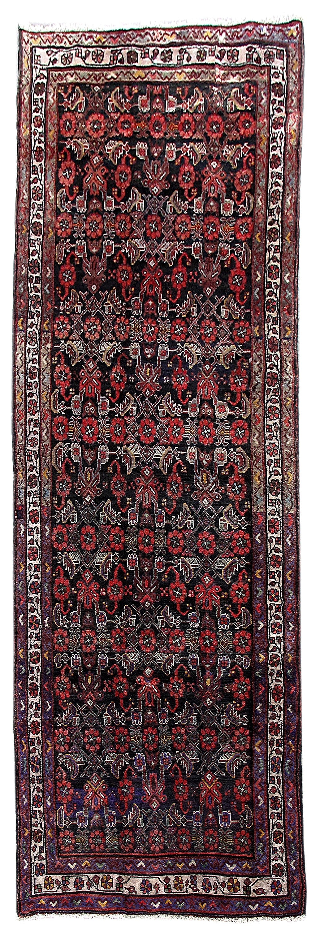 Vibrant 3.6 x 10.5 Multi-Color Persian Hamadan Rug: Vibrant 3.6 x 10.5 Multi-Color Persian Hamadan Rug Free continental US Shipping Enhance your space with this exquisite 3.6 x 10.5 Multi-Color Persian Hamadan Rug. Crafted with attention to detail, thi