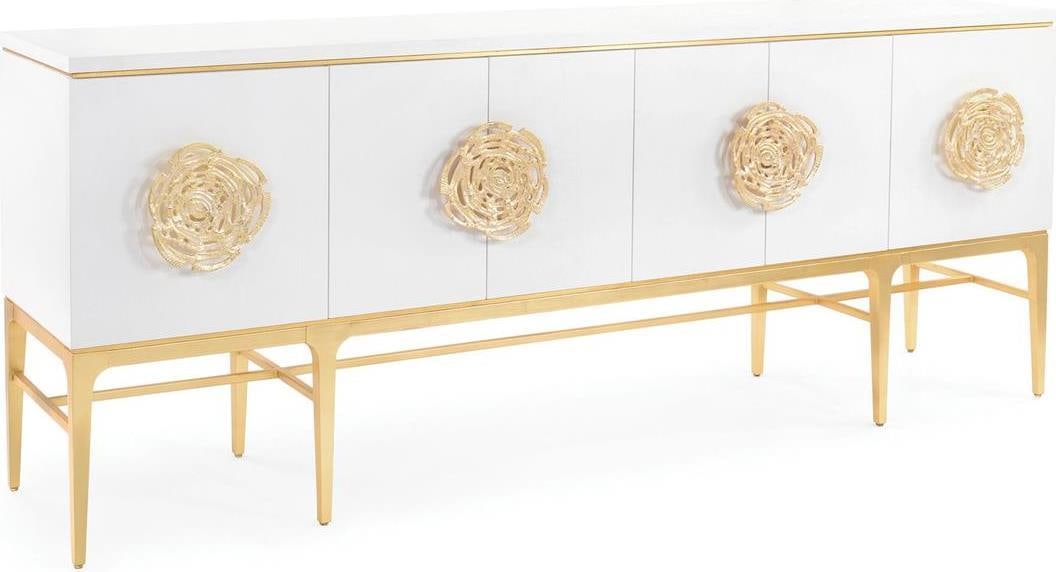John-Richard French Style Sideboard with Gold Accents: John-Richard French Style Sideboard with Gold Accents This elegant classic sideboard showcases exquisite gold details, perfect for enhancing your dining or living space. Crafted in a French style, it