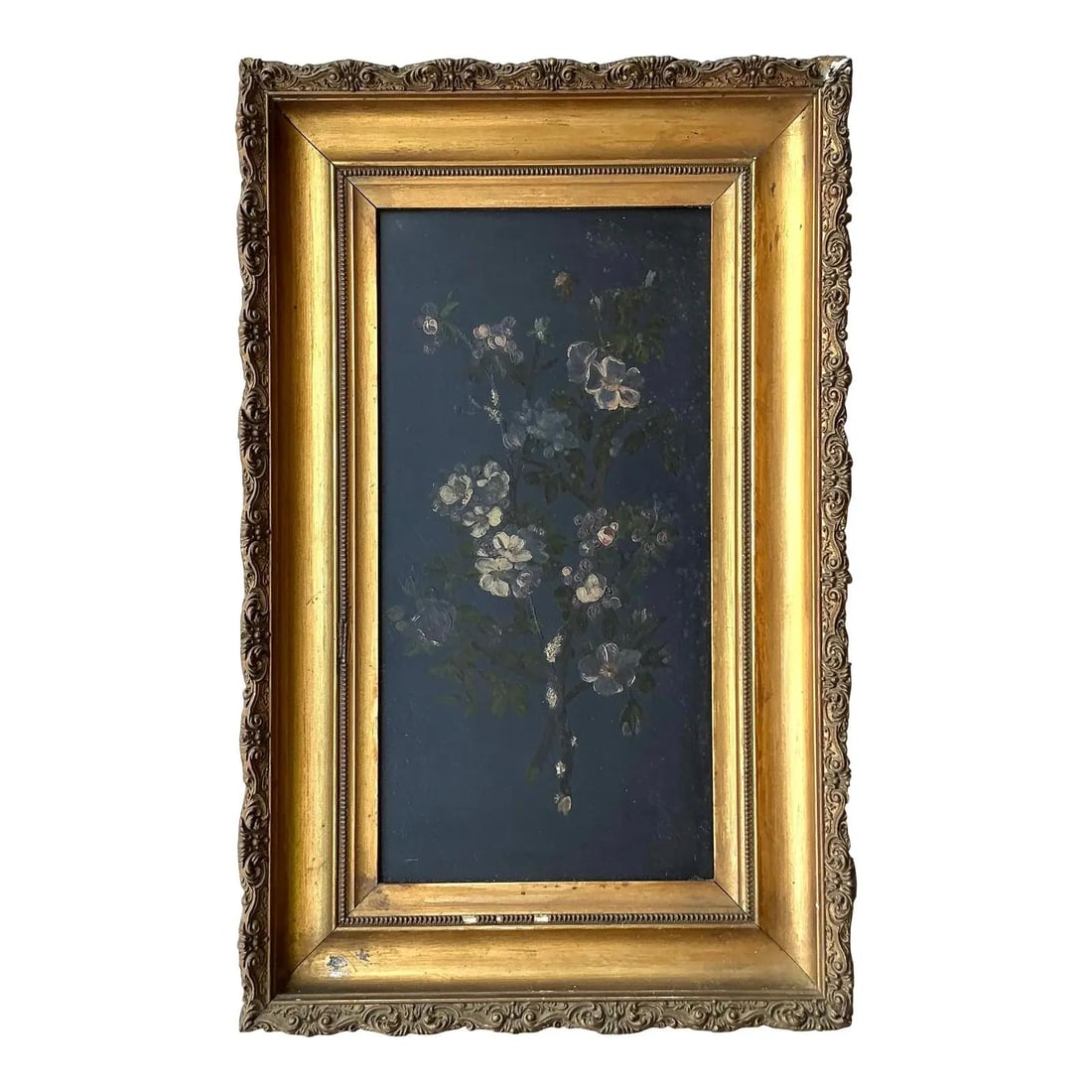 Late 19th Century Victorian Floral Painting in Gilded Frame: Late 19th Century Victorian Floral Painting in Gilded Frame Experience the elegance of the Late 19th Century with this Vintage Victorian Original Floral Painting on Board. This exquisite artwork featu