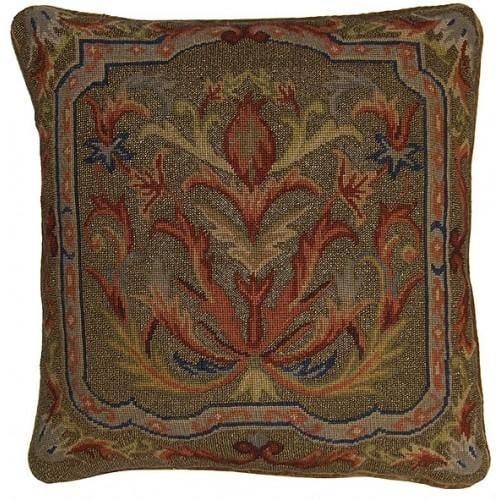 Provence Home 18x18 Blue Needlepoint Throw Pillow Aubusson Style: Provence Home 18x18 Blue Needlepoint Throw Pillow Aubusson Style Elevate your home decor with this exquisite needlepoint throw pillow, crafted in a beautiful Aubusson style. This handmade pillow featu