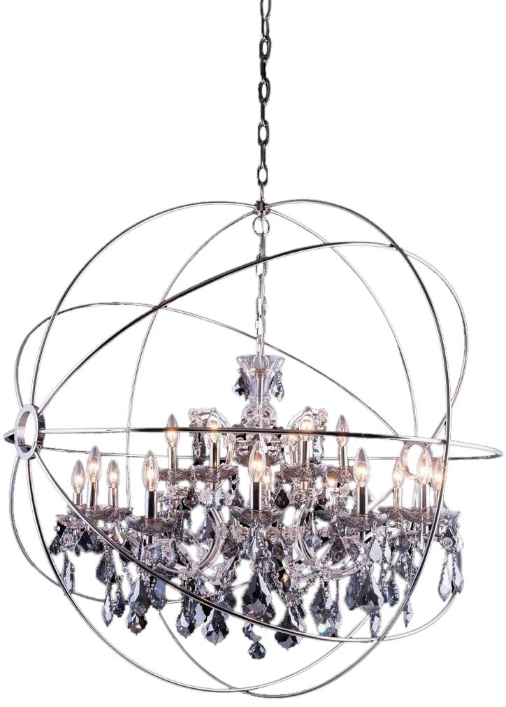 Elegant Lighting 18-Light Transitional Crystal Pendant Lamp Geneva: Elegant Lighting 18-Light Transitional Crystal Pendant Lamp Geneva Illuminate your space with the exquisite Transitional Crystal Pendant Lamp Geneva. This stunning fixture features a polished nickel s