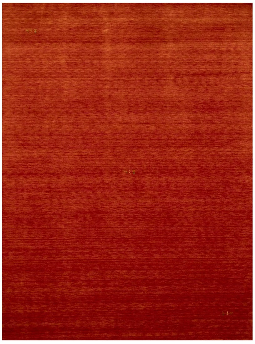Orange Red Hand-Loomed Wool Gabbeh Rug 9'1 x 12'0 Modern Design: Orange Red Hand-Loomed Wool Gabbeh Rug 9'1 x 12'0 Modern Design Transform your space with this stunning Orange Red Solid Design Hand-Loomed Gabbeh Wool Rug, measuring 9'1" x 12'0". This rectangular ar