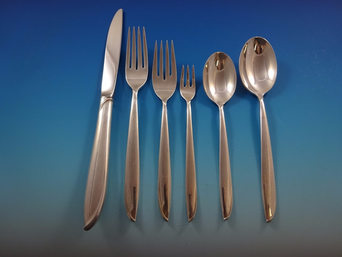 International Sterling Silver Rhythm Flatware Set 79 Pieces for 12 Service (1 of 10)