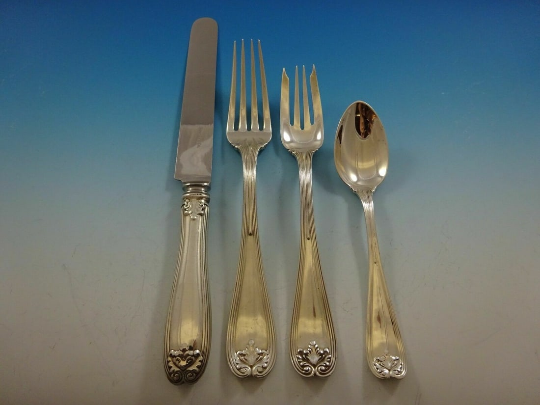 Tiffany & Co Colonial Sterling Silver 4-Piece Place Setting: Tiffany & Co Colonial Sterling Silver 4-Piece Place Setting This exquisite Colonial place setting by Tiffany & Co. is a stunning example of fine craftsmanship from 1850-1899. Made of high-quality ster