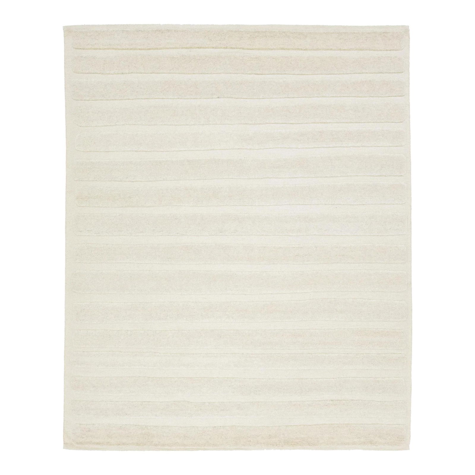 Ivory Wool Rug Contemporary Striped Moroccan Design 8'2 x 10': Ivory Wool Rug Contemporary Striped Moroccan Design 8'2 x 10' Elevate your space with this stunning hand-knotted contemporary wool rug, showcasing a striped Moroccan design. Crafted with a minimalist