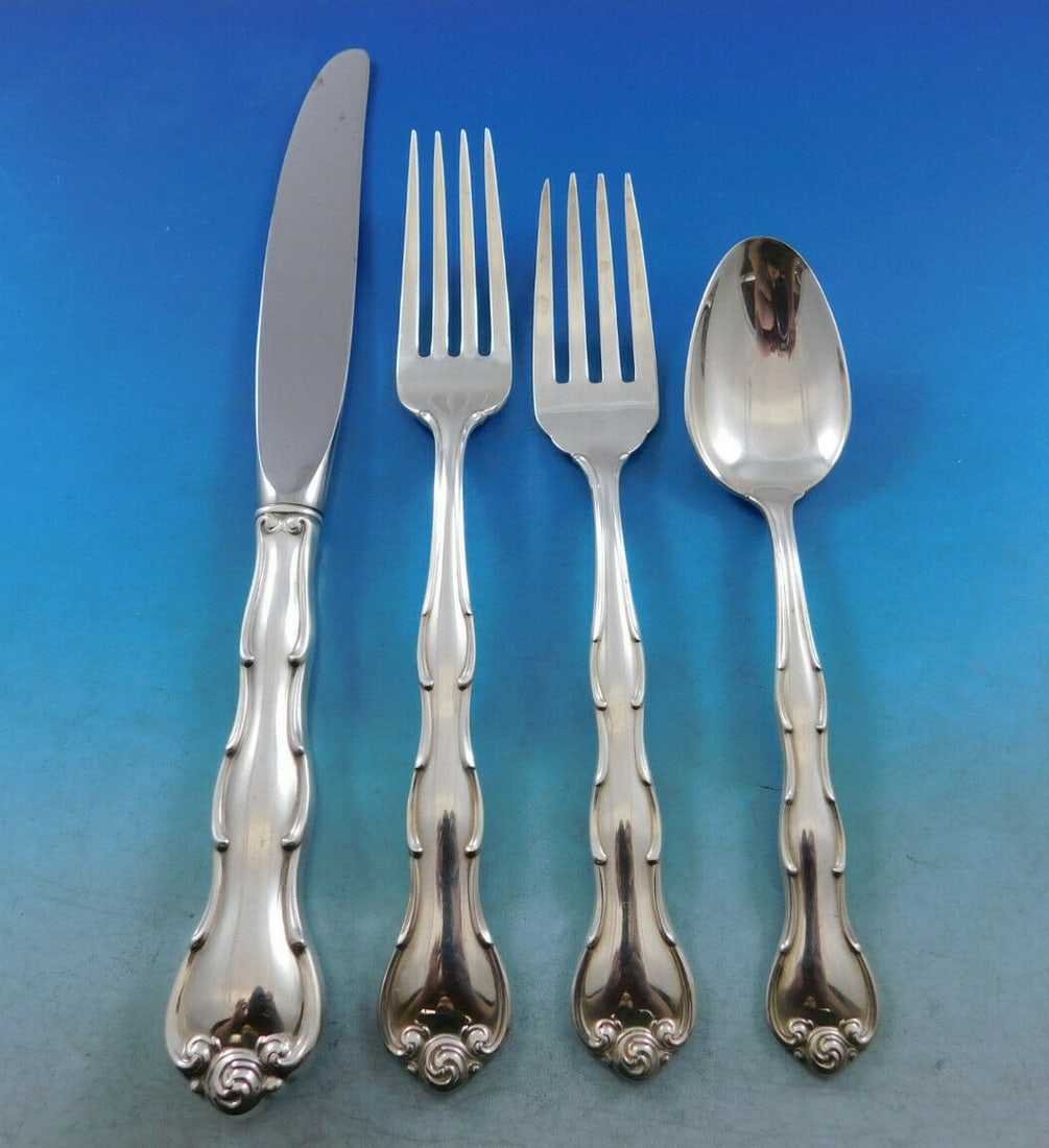 Gorham Rondo Sterling Silver Flatware Set 59 Pieces for 12: Gorham Rondo Sterling Silver Flatware Set 59 Pieces for 12 Introducing the Rondo by Gorham Sterling Silver Flatware Set, designed to elevate your dining experience. This exquisite set accommodates 12
