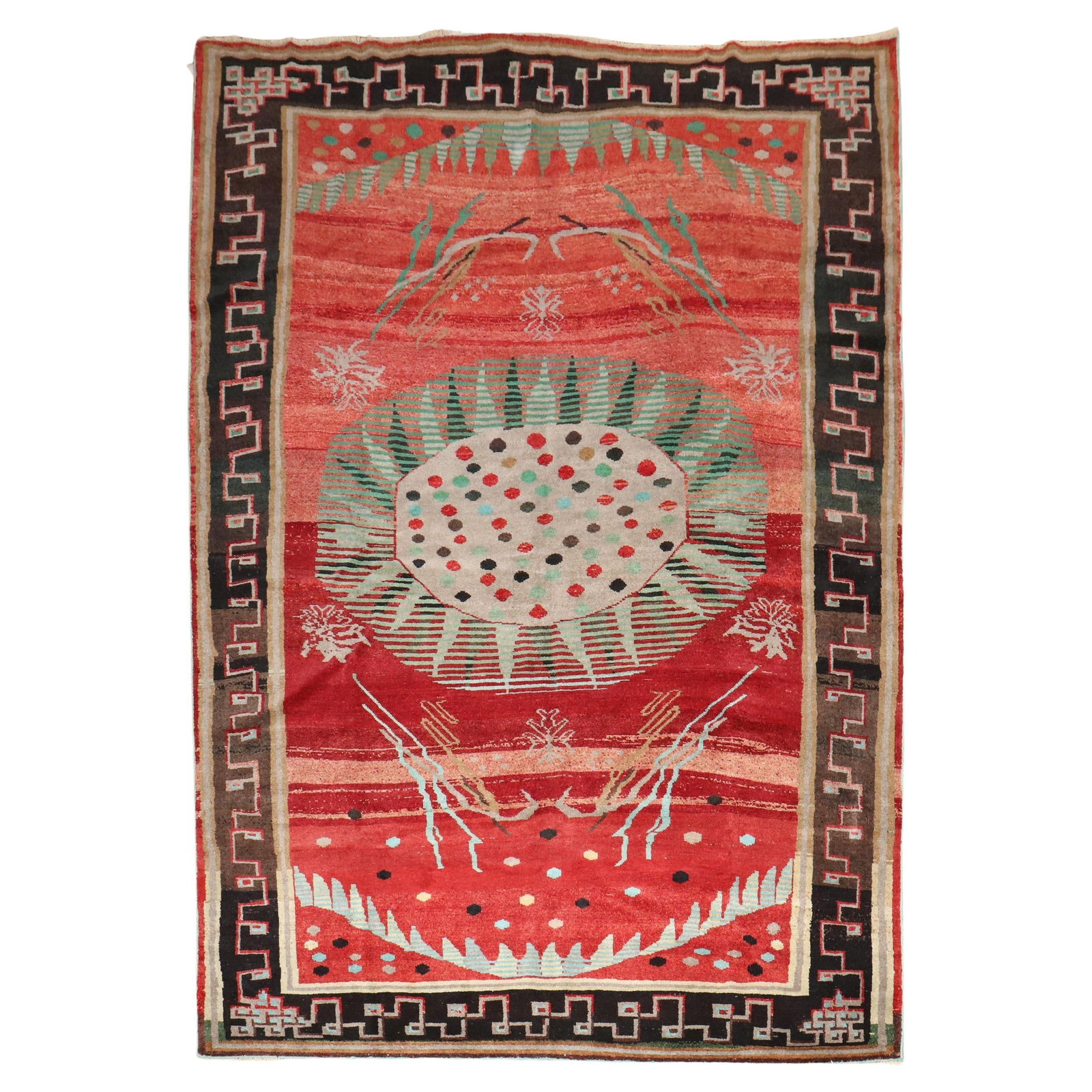 Zabihi Collection Antique Turkish Wool Rug 82x115 Hand-Knotted Futurist Design: Zabihi Collection Antique Turkish Wool Rug 82x115 Hand-Knotted Futurist Design This stunning Antique Anatolian Rug from the Zabihi Collection showcases a dramatic design that embodies the Futurist sty