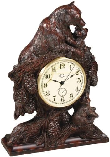 Hand-Painted Lodge Style Mama Bear Cubs Clock Oxblood Red: Hand-Painted Lodge Style Mama Bear Cubs Clock Oxblood Red This unique hand-painted clock features a charming depiction of a mama bear and her cubs, making it a delightful addition to any lodge-style d
