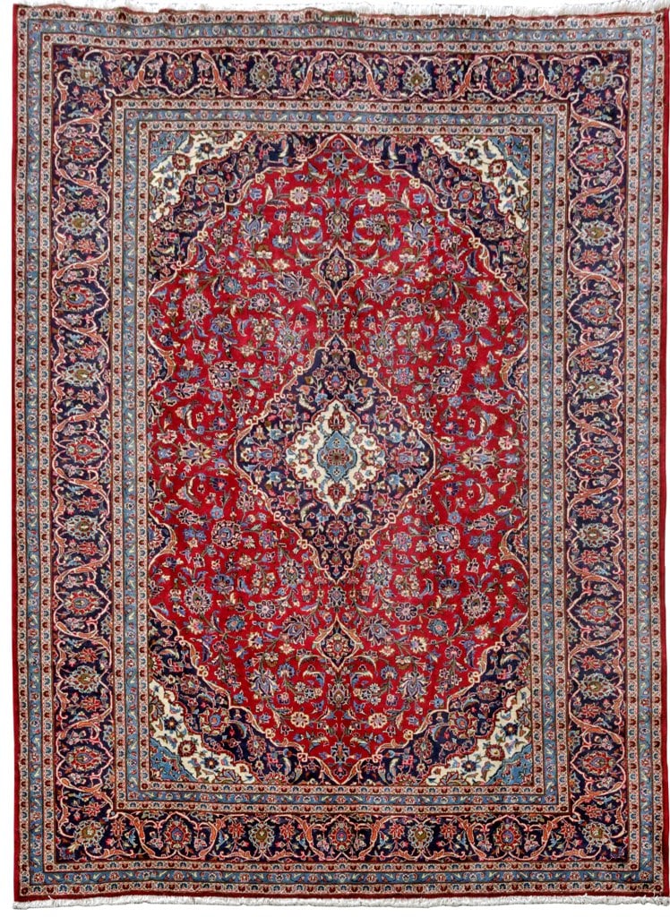 Handcrafted Persian Kashan Rug 8'4 x 11'8 Traditional Design: Handcrafted Persian Kashan Rug 8'4 x 11'8 Traditional Design Free continental US Shipping Experience the elegance of a handcrafted Persian Kashan rug, measuring 8' 4" x 11' 8". This rug features tradi