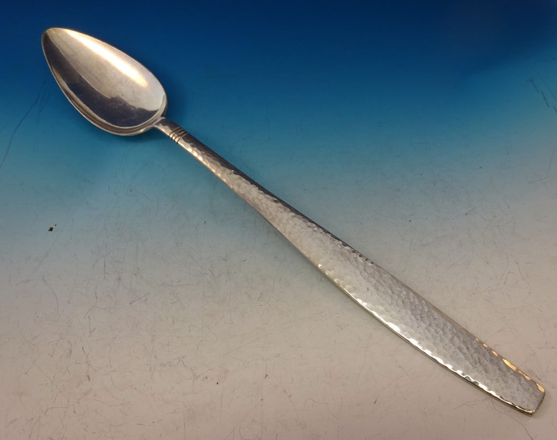 Allan Adler Swedish Modern Sterling Silver Hammered Serving Spoon 14 1/4": Allan Adler Swedish Modern Sterling Silver Hammered Serving Spoon 14 1/4" Discover the exquisite craftsmanship of this Swedish Modern serving spoon by Allan Adler, a renowned silversmith celebrated fo