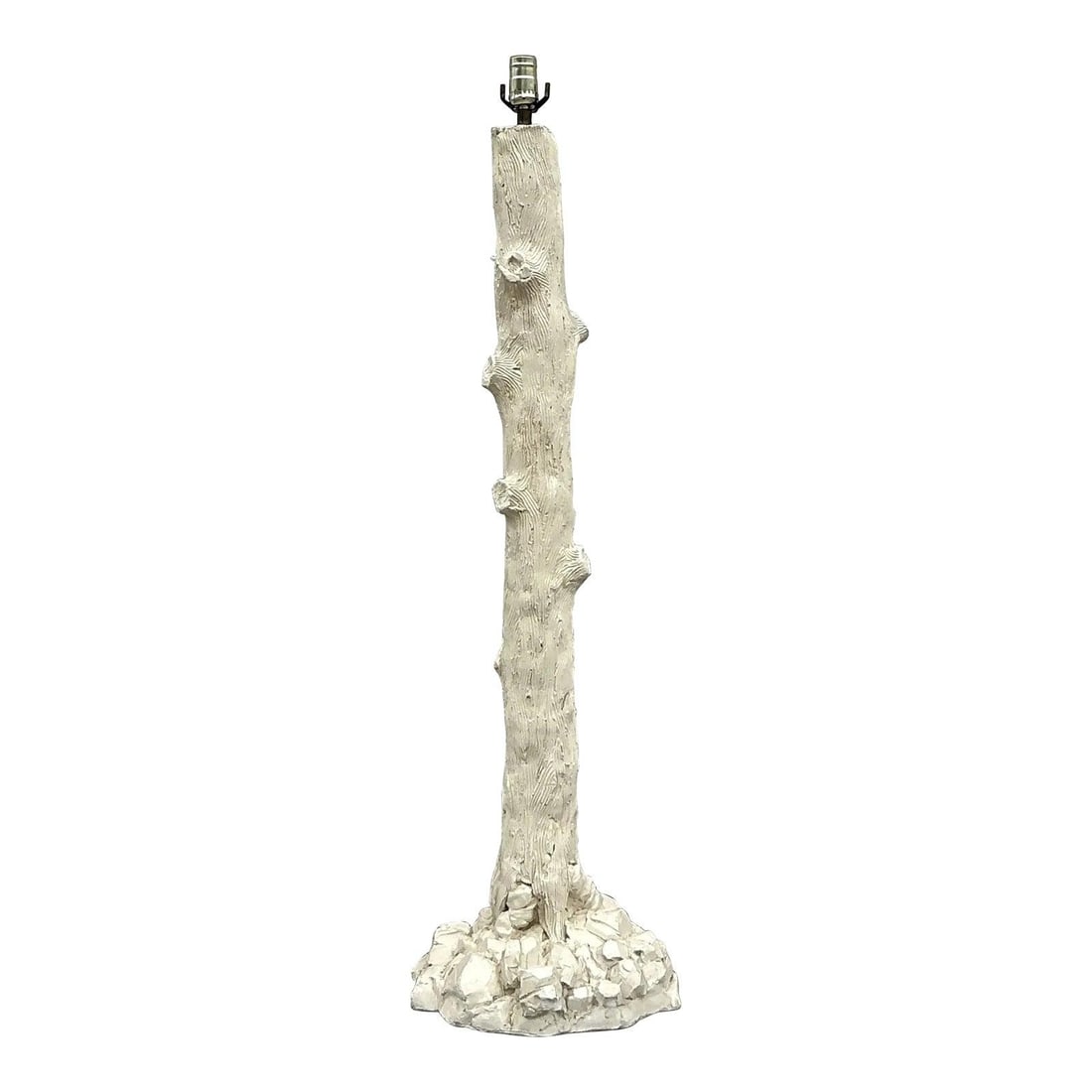 Vintage Alabaster Faux Bois Plaster Floor Lamp 43 inches: Vintage Alabaster Faux Bois Plaster Floor Lamp 43 inches This vintage faux bois plaster floor lamp beautifully combines rustic charm with artistic craftsmanship. The textured plaster finish mimics nat