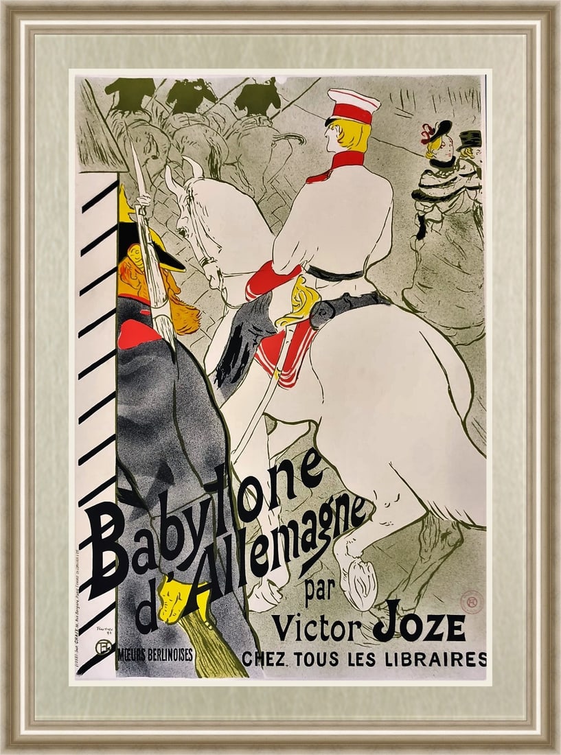 Henri de Toulouse-Lautrec Babylone d'Allemagne Lithograph Custom Framed Art: Henri de Toulouse-Lautrec Babylone d'Allemagne Lithograph Custom Framed Art This striking lithograph, titled "Babylone d'Allemagne," by renowned artist Henri de Toulouse-Lautrec, captures the essence