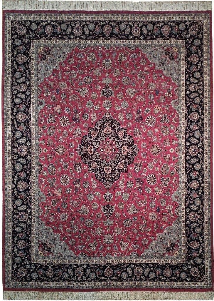 Handcrafted 9 x 12.3 Rose Red Tabriz Rug from Pakistan: Handcrafted 9 x 12.3 Rose Red Tabriz Rug from Pakistan Free continental US Shipping Transform your space with this exquisite 9 x 12.3 Fine Quality Rug in a stunning rose-red hue. This luxurious handwo