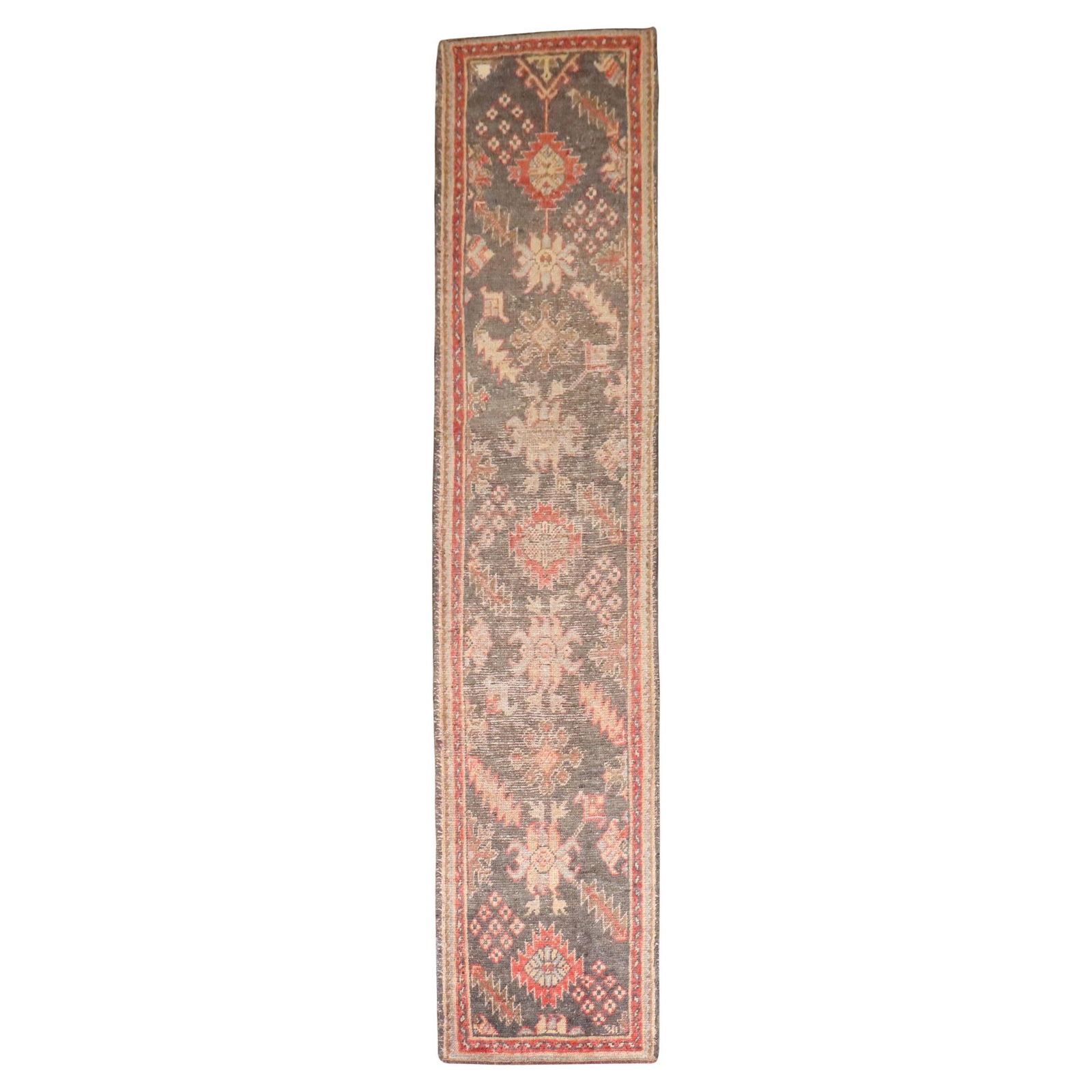 Early 20th Century Turkish Oushak Hand-Woven Runner 30 x 132 in: Early 20th Century Turkish Oushak Hand-Woven Runner 30 x 132 in This exquisite early 20th century Turkish Oushak narrow runner showcases the rich tradition of hand-woven craftsmanship. Made from high-