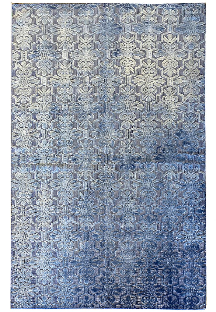 Elegant 6.1 x 9.0 Royal Blue Bamboo Silk Handmade Rug: Elegant 6.1 x 9.0 Royal Blue Bamboo Silk Handmade Rug Free continental US Shipping Elevate your space with this stunning contemporary handmade rug, crafted from luxurious bamboo silk in a vibrant roya