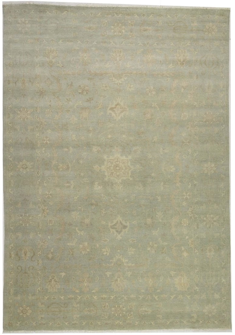 Muted Aqua Blue Floral Hand-Knotted Wool Area Rug 10x14 ft: Muted Aqua Blue Floral Hand-Knotted Wool Area Rug 10x14 ft Enhance your living space with this stunning hand-knotted Oriental rug featuring a muted aqua blue floral design. Measuring 9'9" x 13'10", th