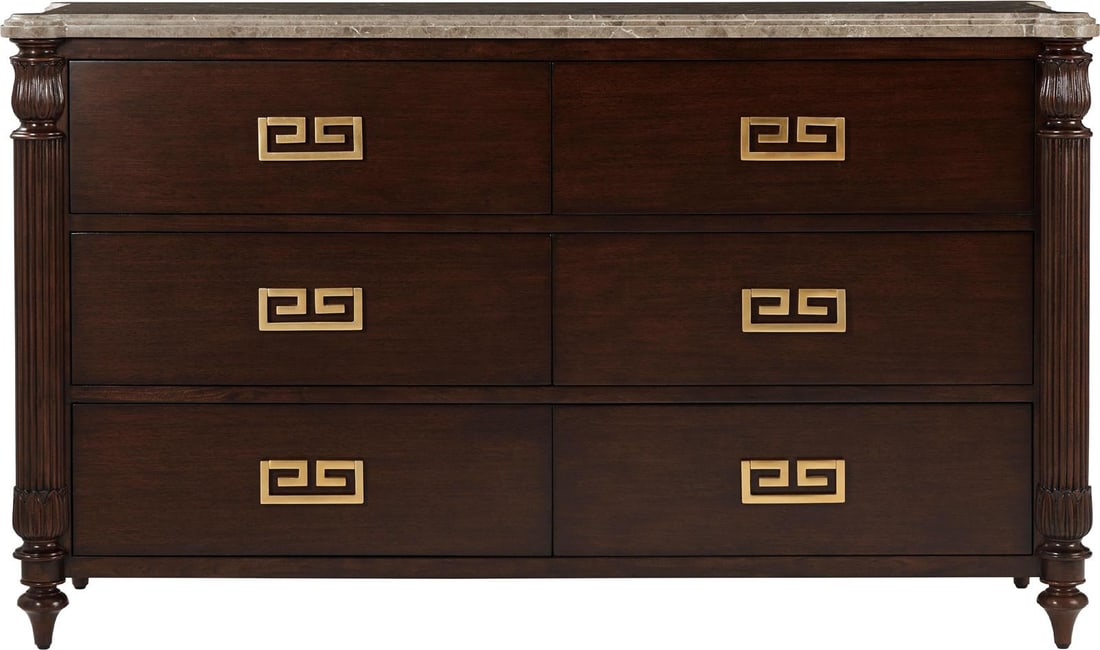 Rectangular Marble Veneer Commode Alexa Hampton Design by Theodore Alexander: Rectangular Marble Veneer Commode Alexa Hampton Design by Theodore Alexander This commode features a rectangular silhouette with a sophisticated gray marble veneer top, complemented by brass accents.