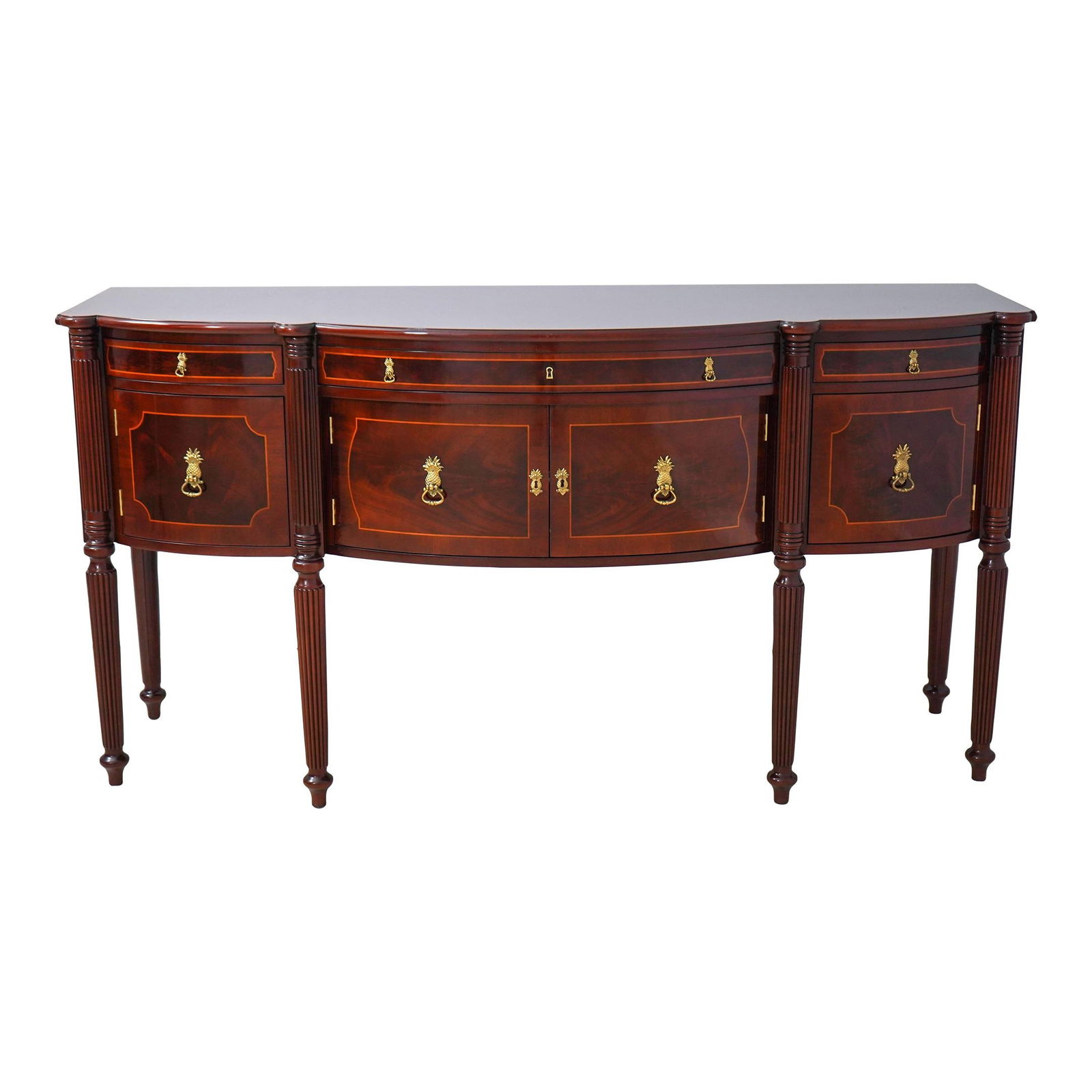 Kindel Varney Sheraton Mahogany Sideboard Oxford Finish with Dovetailed Drawers: Kindel Varney Sheraton Mahogany Sideboard Oxford Finish with Dovetailed Drawers This stunning Sheraton Mahogany Sideboard from the Kindel Varney Collection features a gorgeous mahogany grain complemen