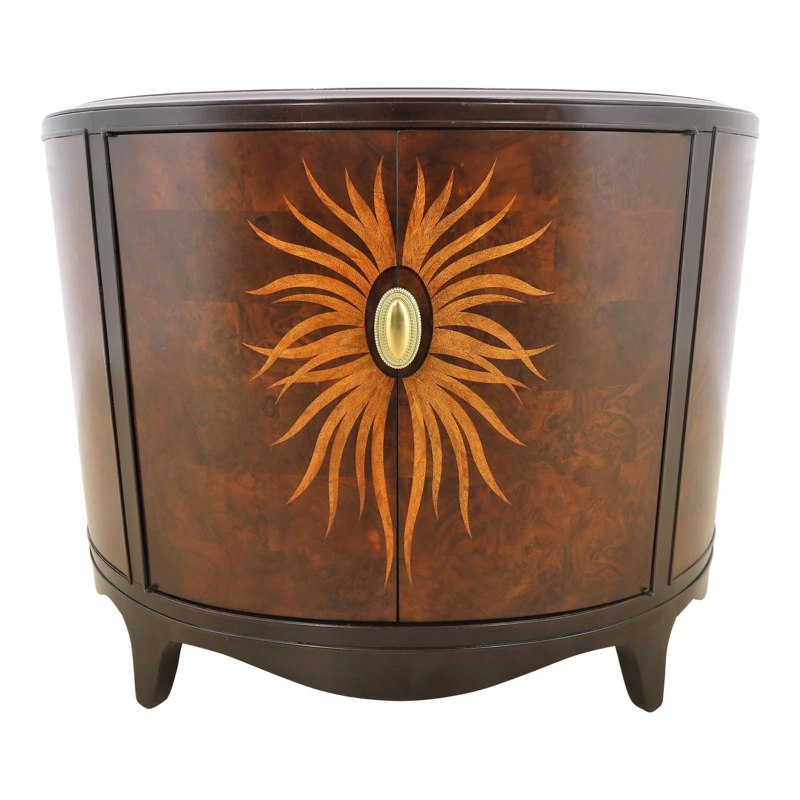 American Drew Bob Mackie Modern Commode Cabinet with Brass Door Pull: American Drew Bob Mackie Modern Commode Cabinet with Brass Door Pull This American Drew Bob Mackie Modern Commode Cabinet showcases a striking high-style design, perfect for enhancing your living spac