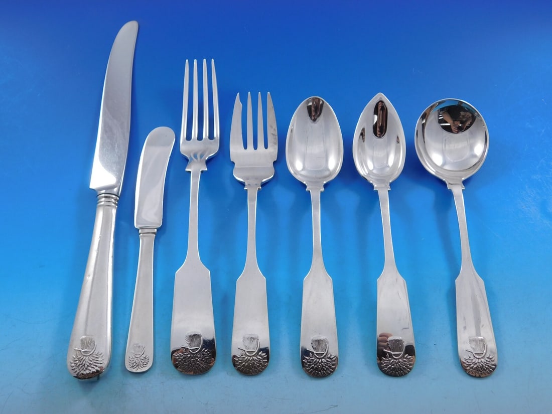 Gorham Sheaf of Wheat Sterling Silver Flatware Set 59 pcs Service for 12: Gorham Sheaf of Wheat Sterling Silver Flatware Set 59 pcs Service for 12 Enhance your dining experience with this rare Sheaf of Wheat sterling silver flatware set by Gorham, featuring an elegant desig