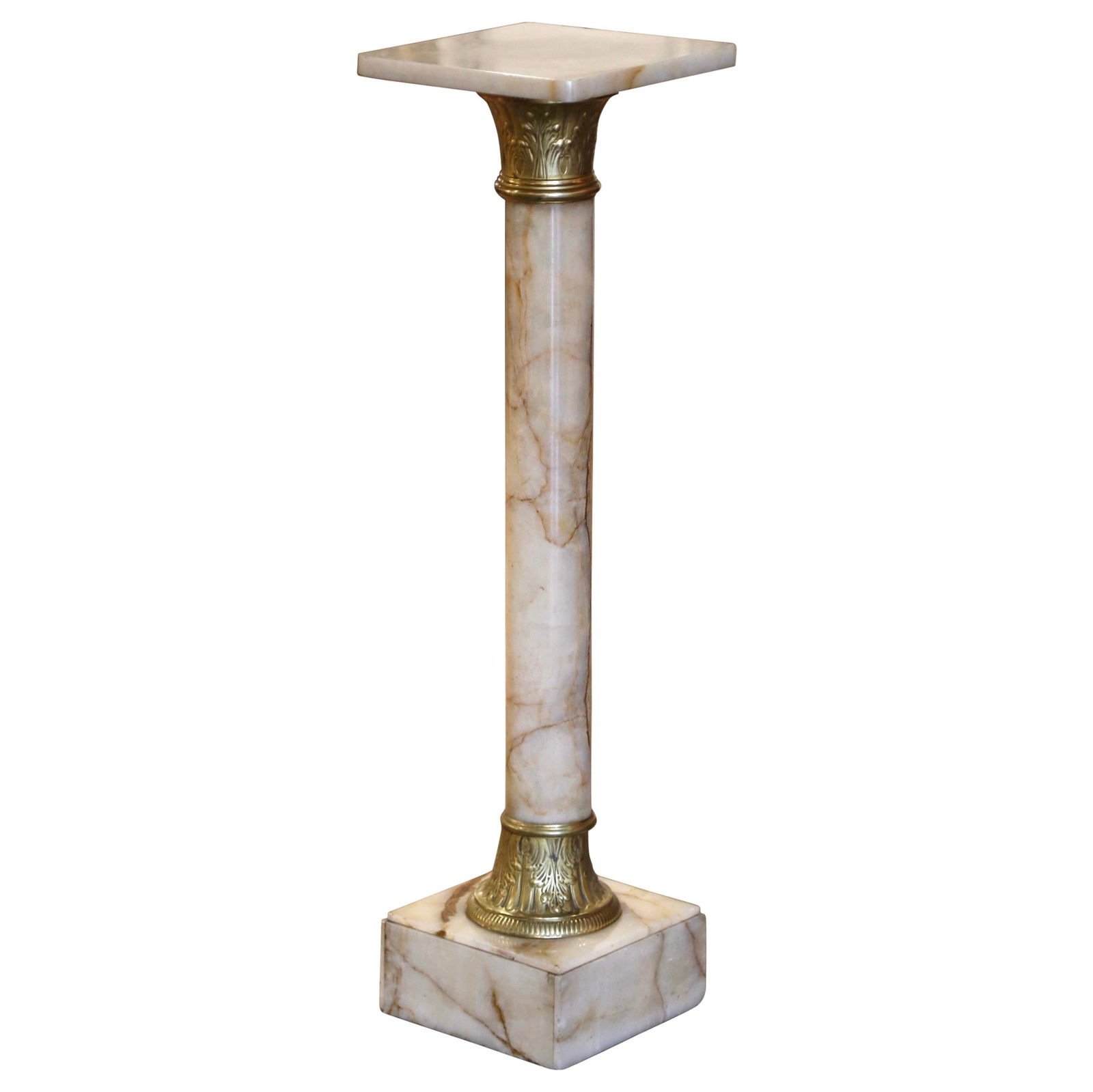 Antique 19th Century French Napoleon III Marble Bronze Selette Table: Antique 19th Century French Napoleon III Marble Bronze Selette Table This exquisite 19th Century French Napoleon III Carved Marble and Bronze Selette Pedestal Table is a true testament to the craftsma