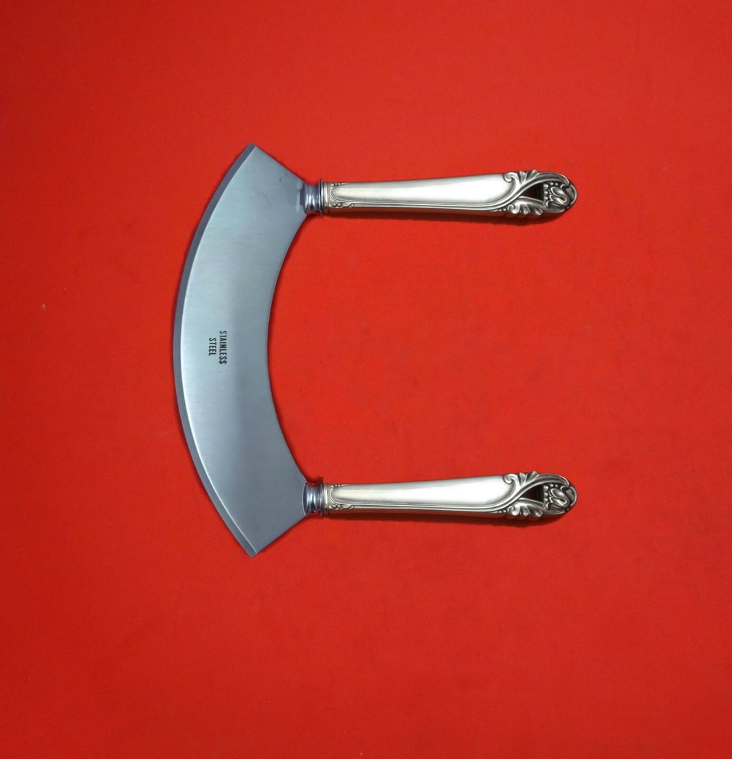 International Sterling Silver Spring Glory Mezzaluna Knife 6 1/4 Custom Made: International Sterling Silver Spring Glory Mezzaluna Knife 6 1/4 Custom Made Introducing the Spring Glory Mezzaluna Knife, a beautifully crafted kitchen tool by International Sterling. This custom-mad