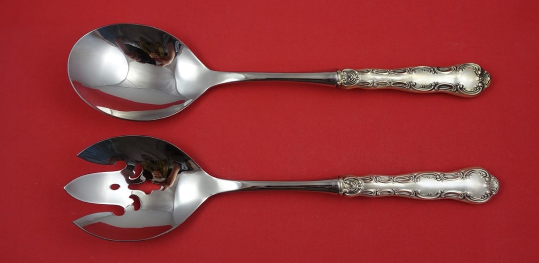 Sterling Silver Salad Set Strasbourg Pattern by Gorham Hollow Handle 11 Inch: Sterling Silver Salad Set Strasbourg Pattern by Gorham Hollow Handle 11 Inch This Gorham Strasbourg salad serving set features sterling silver hollow handles with stainless steel implements. The set m