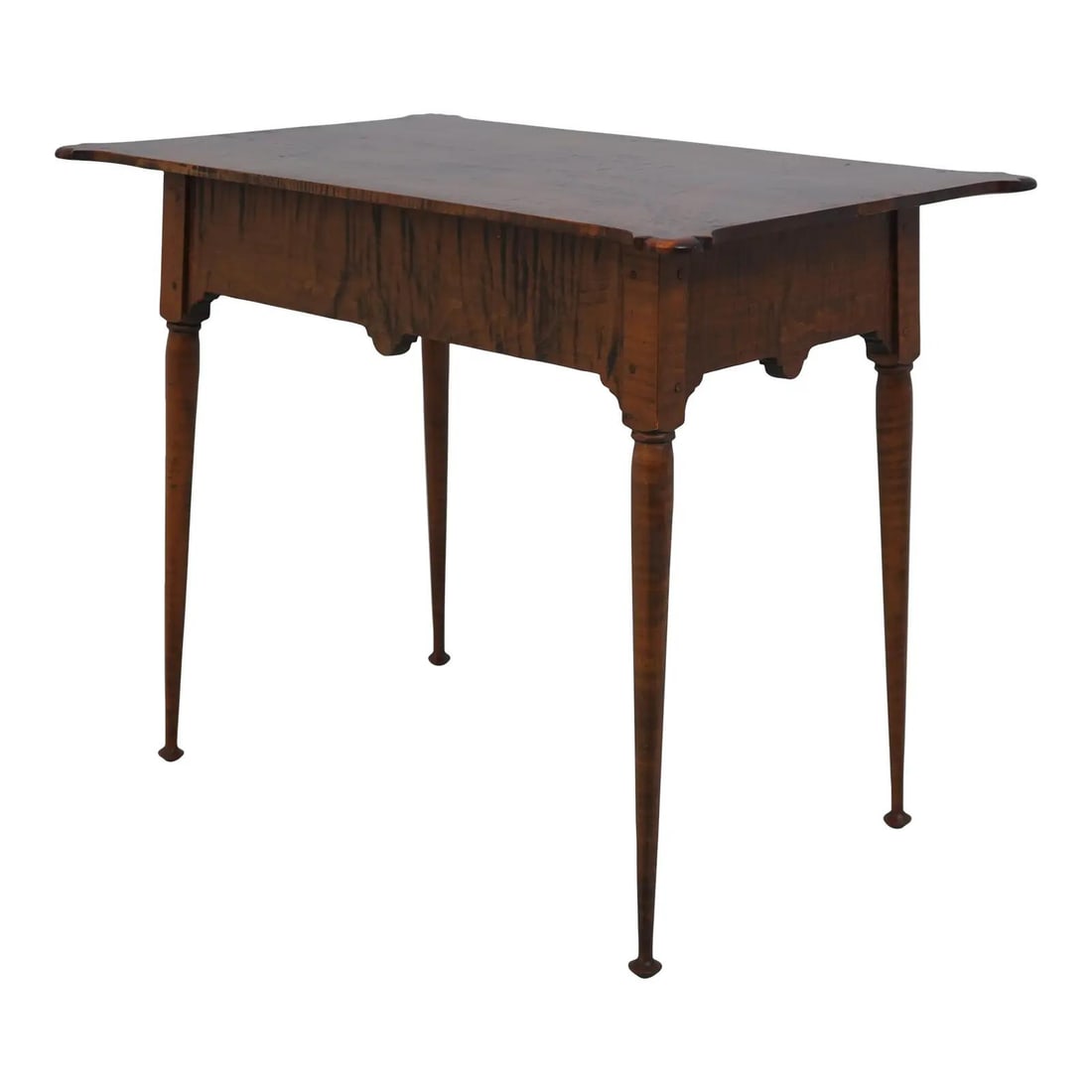 Handcrafted 30 Year Old Tiger Maple Occasional Table: Handcrafted 30 Year Old Tiger Maple Occasional Table This exquisite occasional table showcases the beauty of solid tiger maple, crafted with precision over approximately 30 years ago. With its primiti