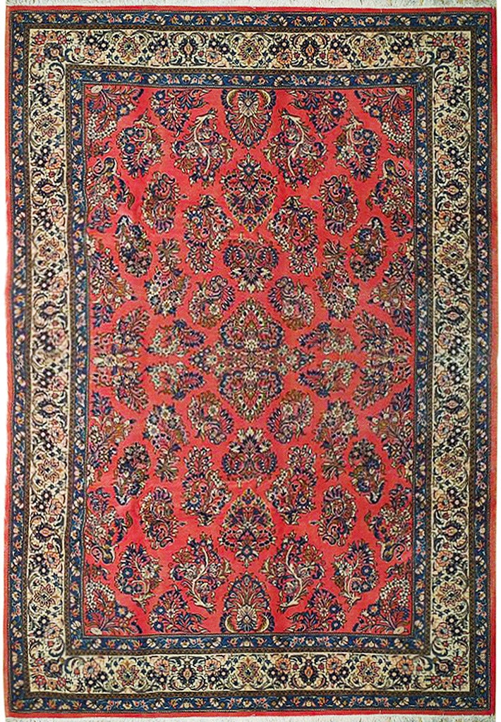 Handcrafted 7'3 x 11 Fine Persian Sarouk Rug Artisan Design: Handcrafted 7'3 x 11 Fine Persian Sarouk Rug Artisan Design Free continental US Shipping Enhance your home decor with this exquisite handcrafted Persian Sarouk rug, featuring traditional designs that